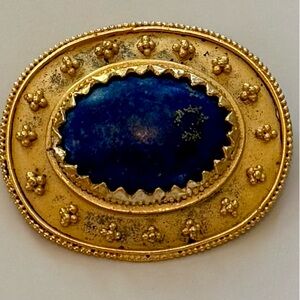 Lapis Lazuli and 24k Gold Plated BroochPin WAG Walters Art Gallery Reproduction